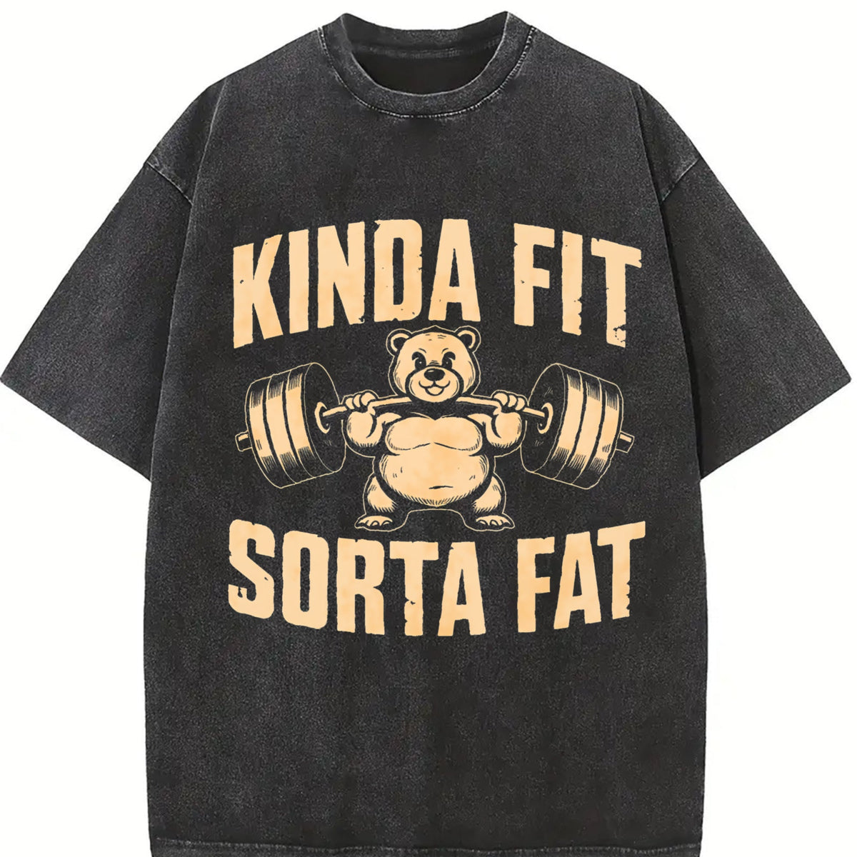 Funny Weightlifting Bear - Gym Vintage Washed T-Shirt product image 2