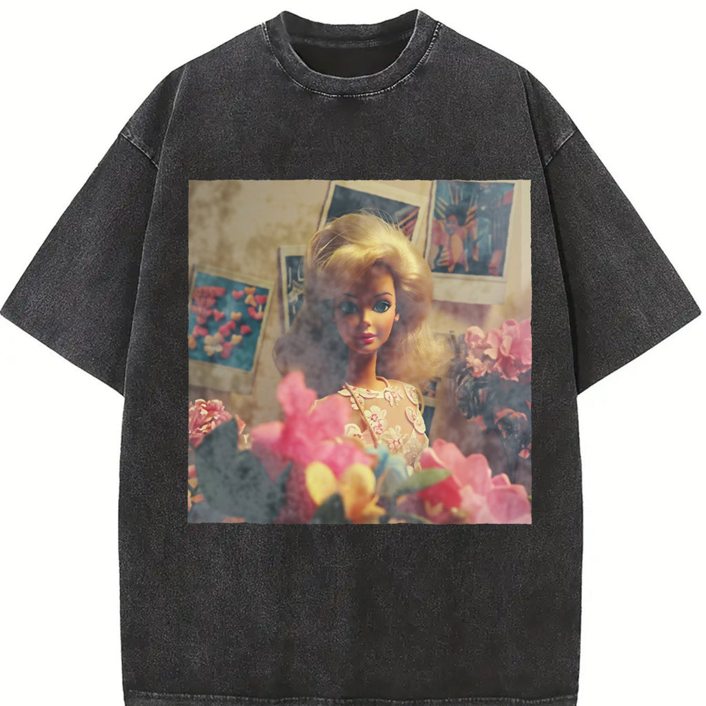 Doll with a Bouquet of Flowers Vintage Washed T-Shirt product image 2