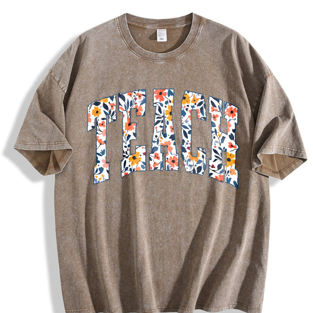Peace Floral Collegiate Letters Vintage Washed T-Shirt product image 3