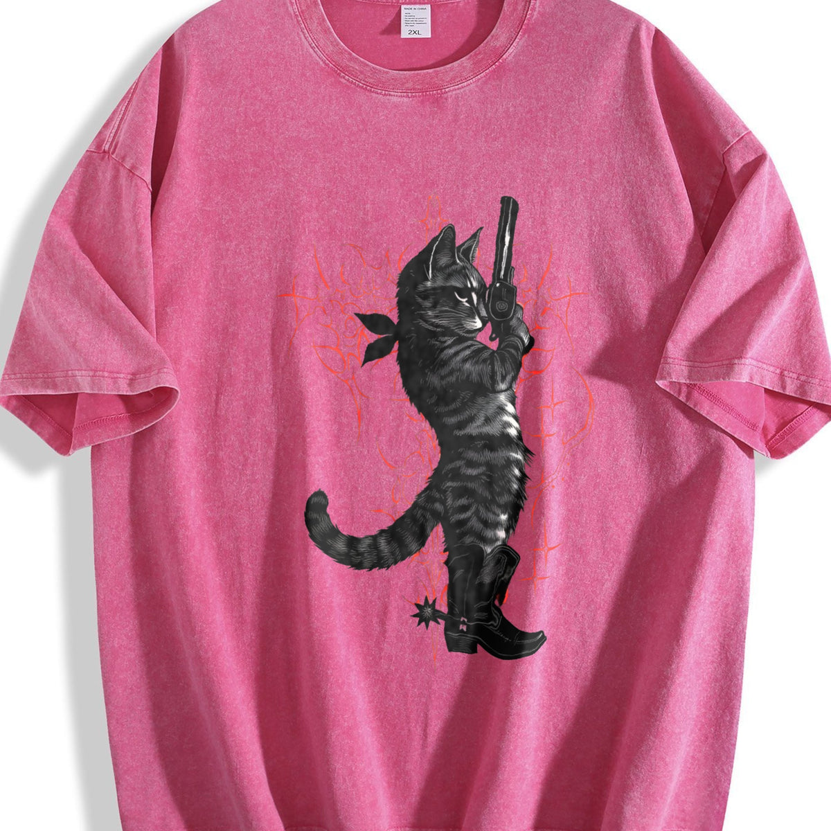 Cowboy Cat Neo-tribal Vintage Washed T-Shirt product image 7