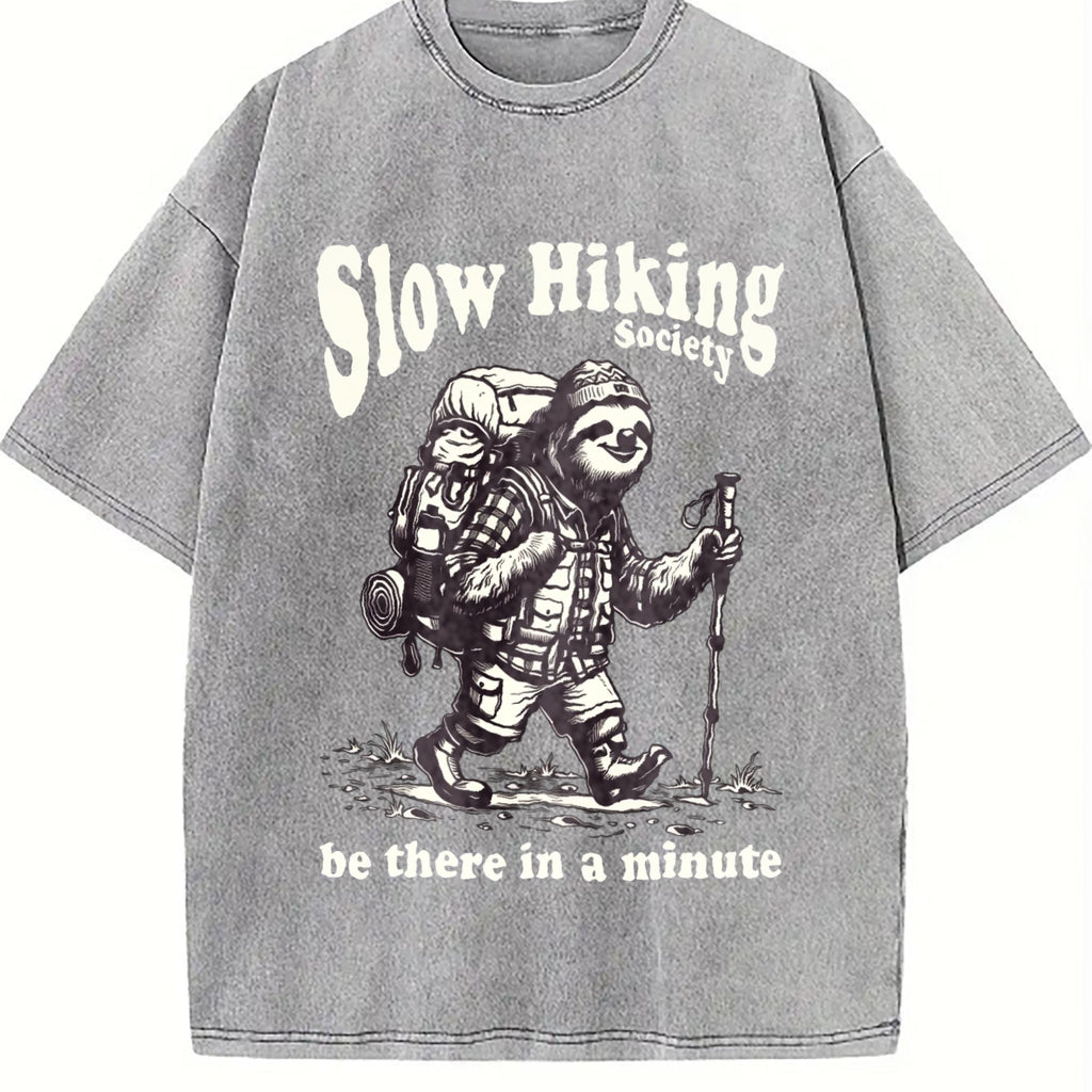 Slow Hiking Society Sloth Hiker Vintage Washed T-Shirt product image 5
