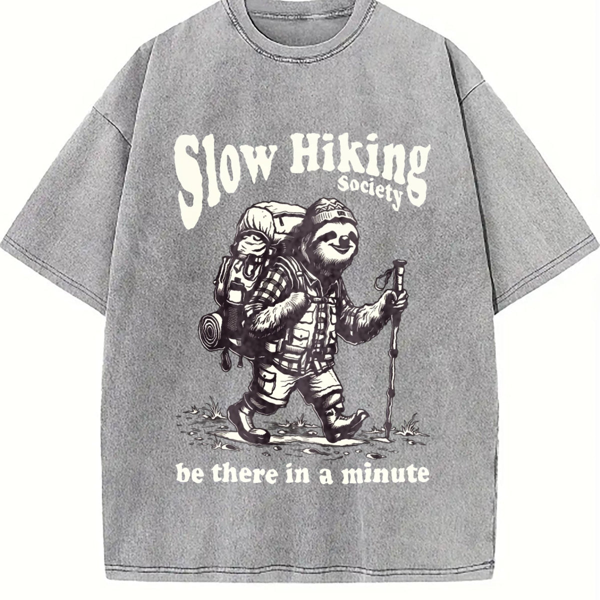 Slow Hiking Society Sloth Hiker Vintage Washed T-Shirt product image 5
