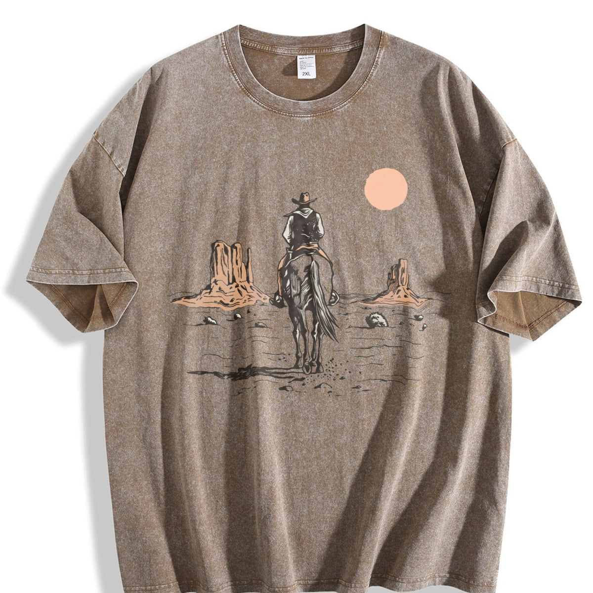Cowboy On Horse Desert Vintage Washed T-Shirt product image 3