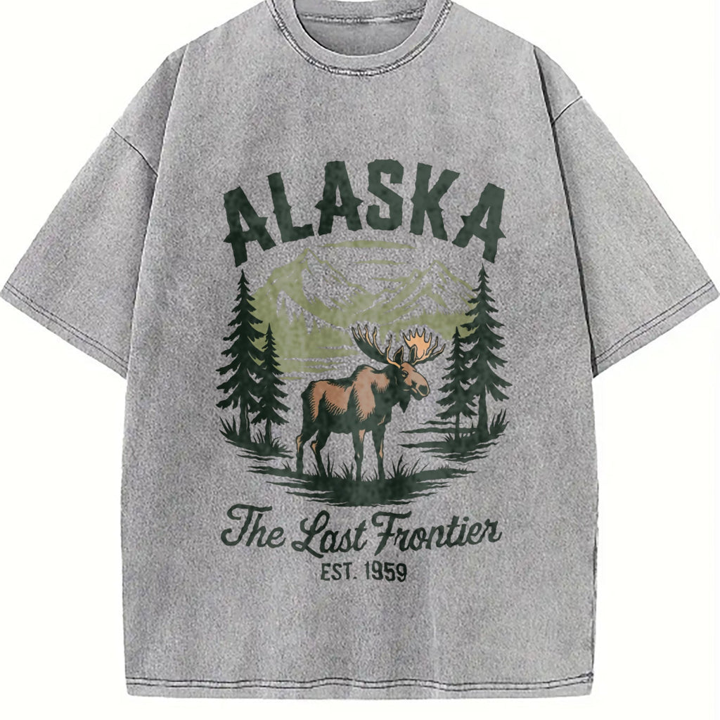 Alaska The Last Frontier Moose 90s Vintage Washed T-Shirt product image 5