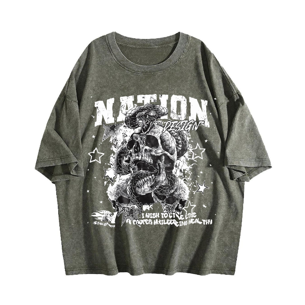 Nation Snake Skull Vintage Washed T-Shirt product image 4