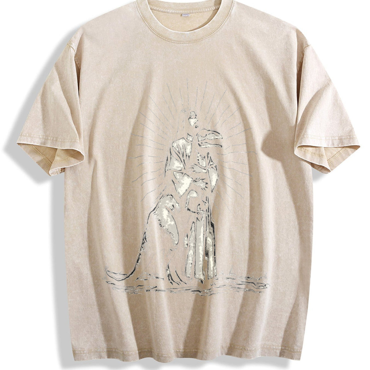 Jesus Holding Dinosaur Funny Religious Vintage Washed product image 1