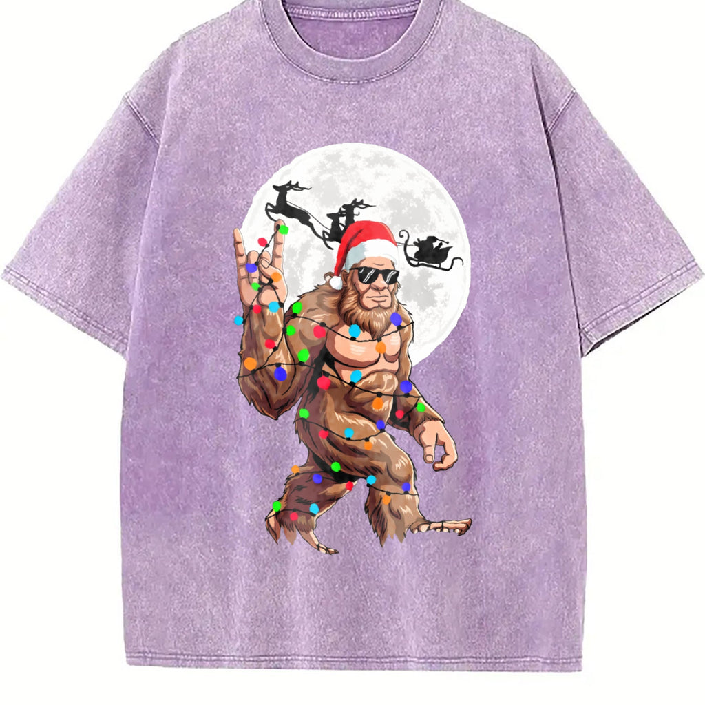 Funny Bigfoot Claus Christmas Vintage Washed T-Shirt product image 6