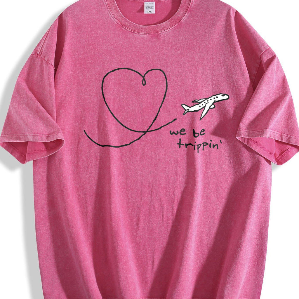 We Be Trippin Airplane Heart Vintage Washed T-Shirt product image 7