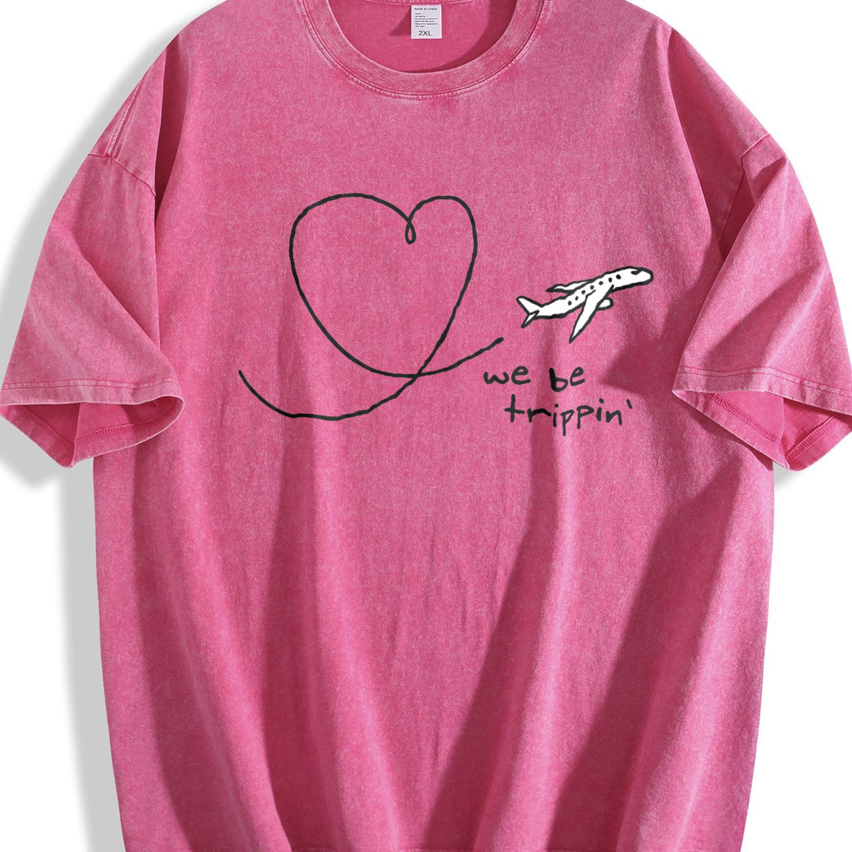 We Be Trippin Airplane Heart Vintage Washed T-Shirt product image 7