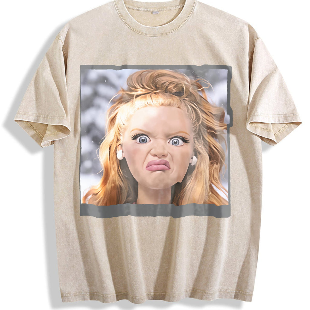 Funny Grumpy Doll Face Vintage Washed T-Shirt product image 1