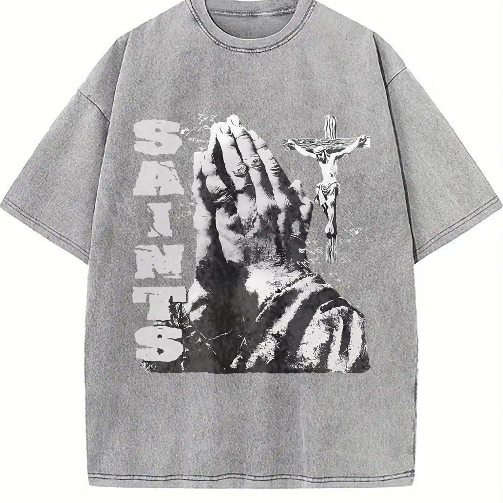 Saints Praying Hands Vintage Washed T-Shirt product image 5