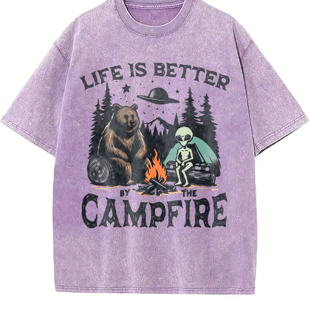 Bear And Alien Life Is Better By The Campfire 90s Vintage product image 6