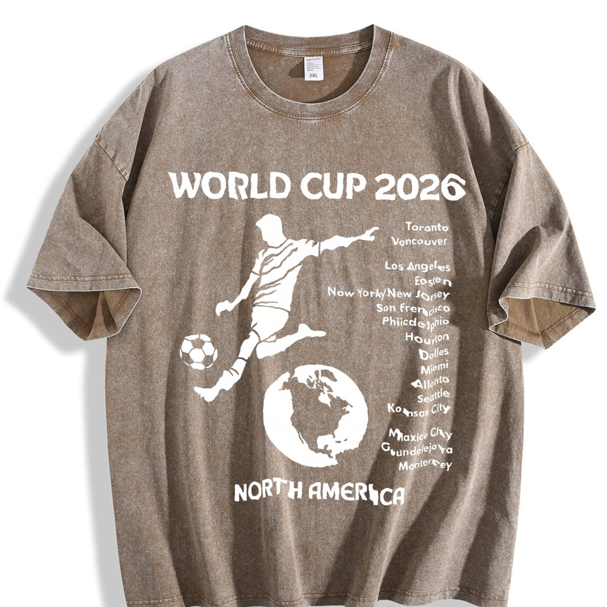 World Cup 2026 North America Host Cities Silhouette Vintage Washed T-Shirt