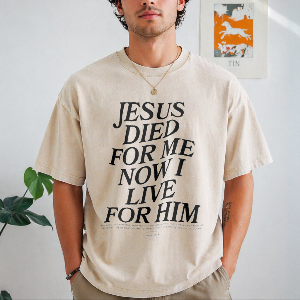 Jesus Died For Me Now I Live Vintage Washed T-Shirt product image 8