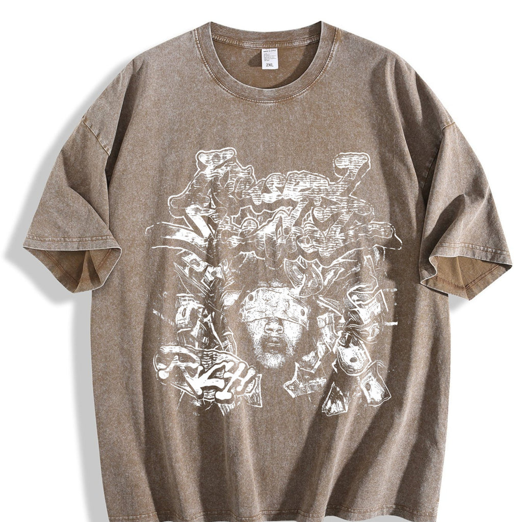 Rich Graffiti Blindfolded Black Vintage Washed T-Shirt product image 3