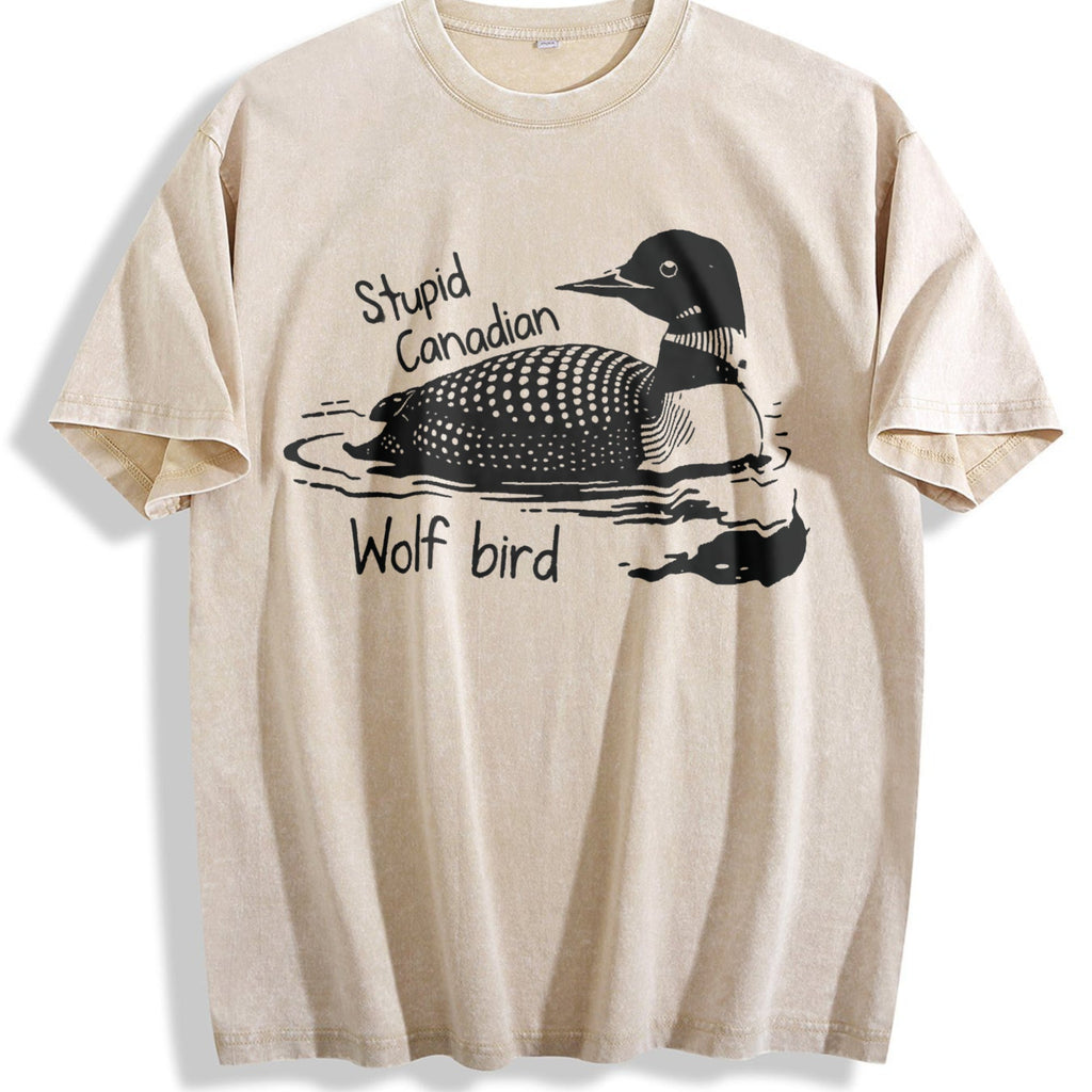 Stupid Canadian Wolf Bird Vintage Washed T-Shirt product image 1