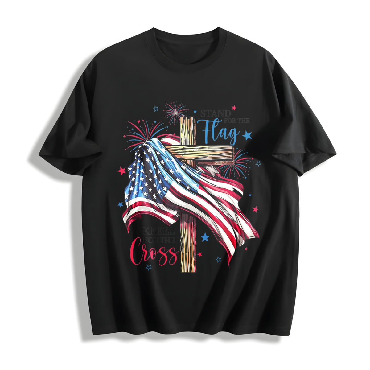 Stand For The Flag Kneel Cross Cotton T-Shirt product image 1