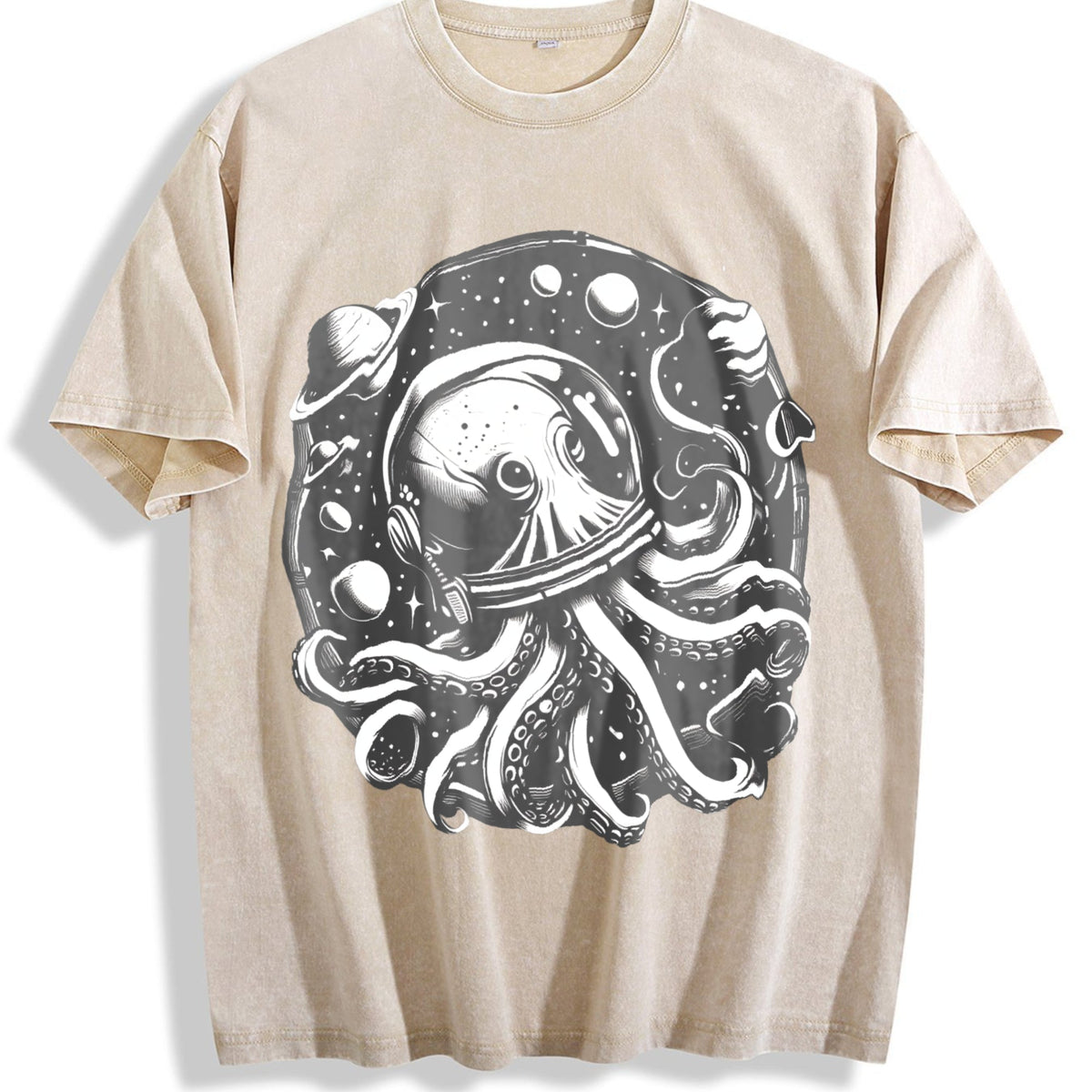 Octopus In Space Funny 90s Vintage Washed T-Shirt product image 1