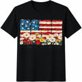 Patriotic Floral American Flag Cotton T-Shirt product image 1