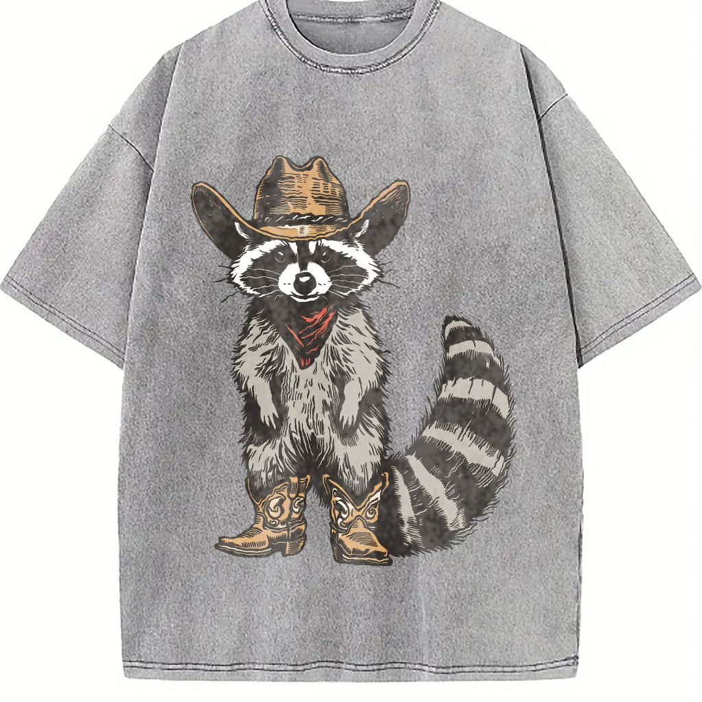 Raccoon Cowboy Vintage Washed T-Shirt product image 5