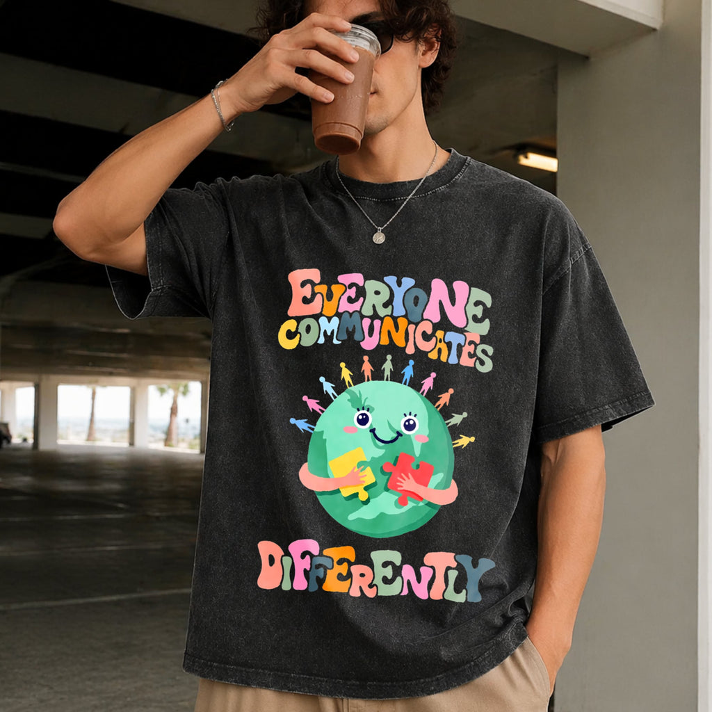 Everyone Communicates Differently Vintage Washed T-Shirt product image 9