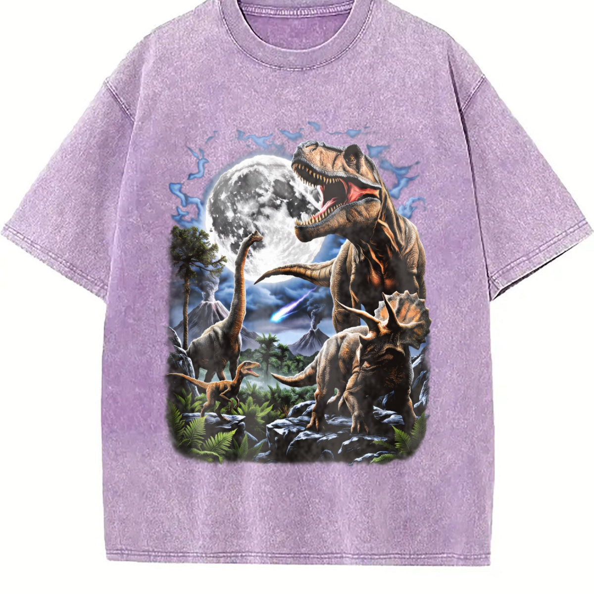 Dinosaurs under the Full Moon Vintage Washed T-Shirt product image 6