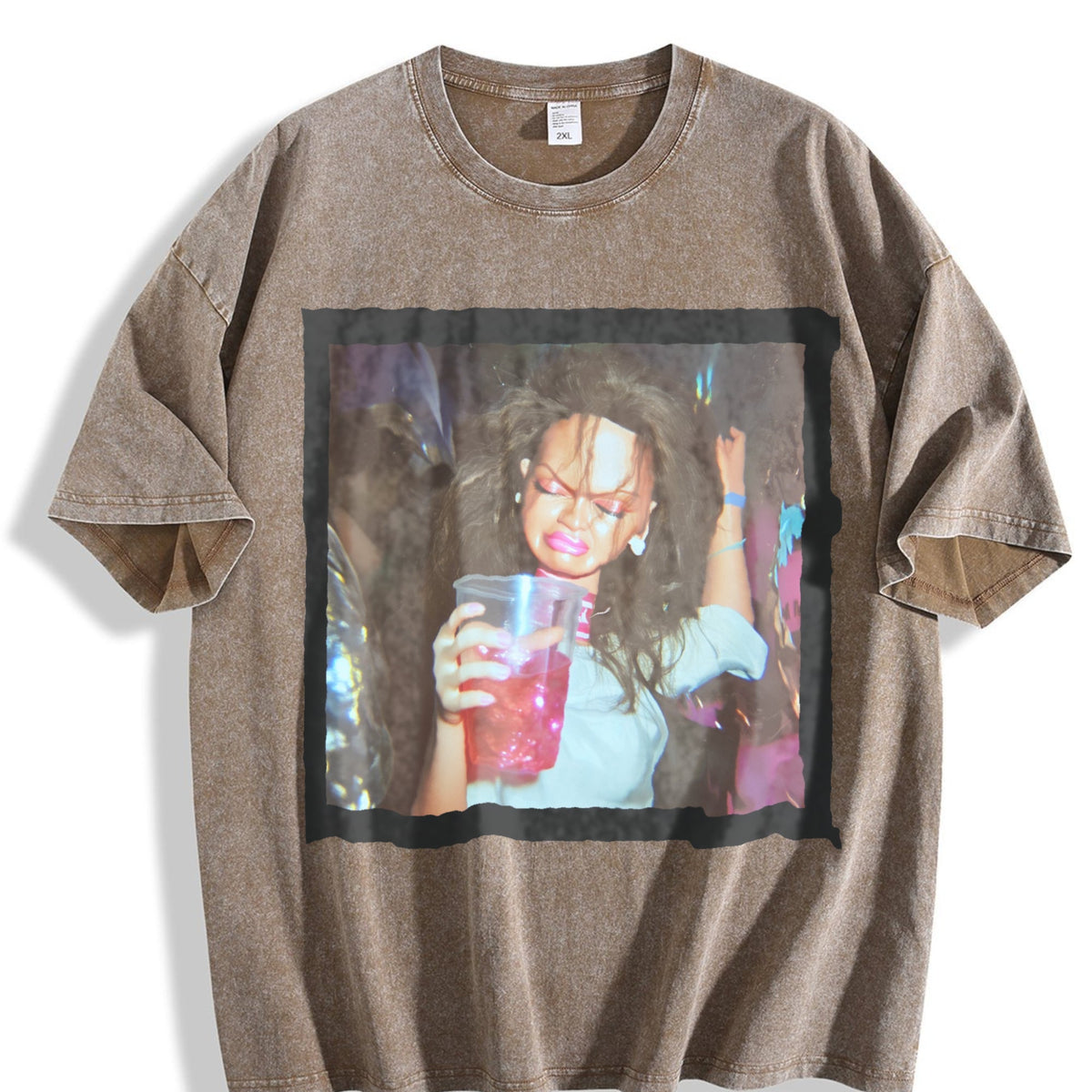 Doll Raising a Pink Drink Vintage Washed T-Shirt product image 3