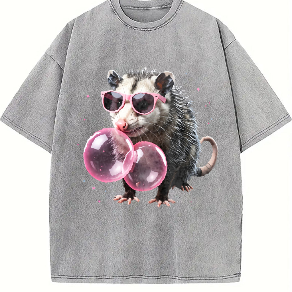 Opossum With Pink Glasses Vintage Washed T-Shirt product image 5