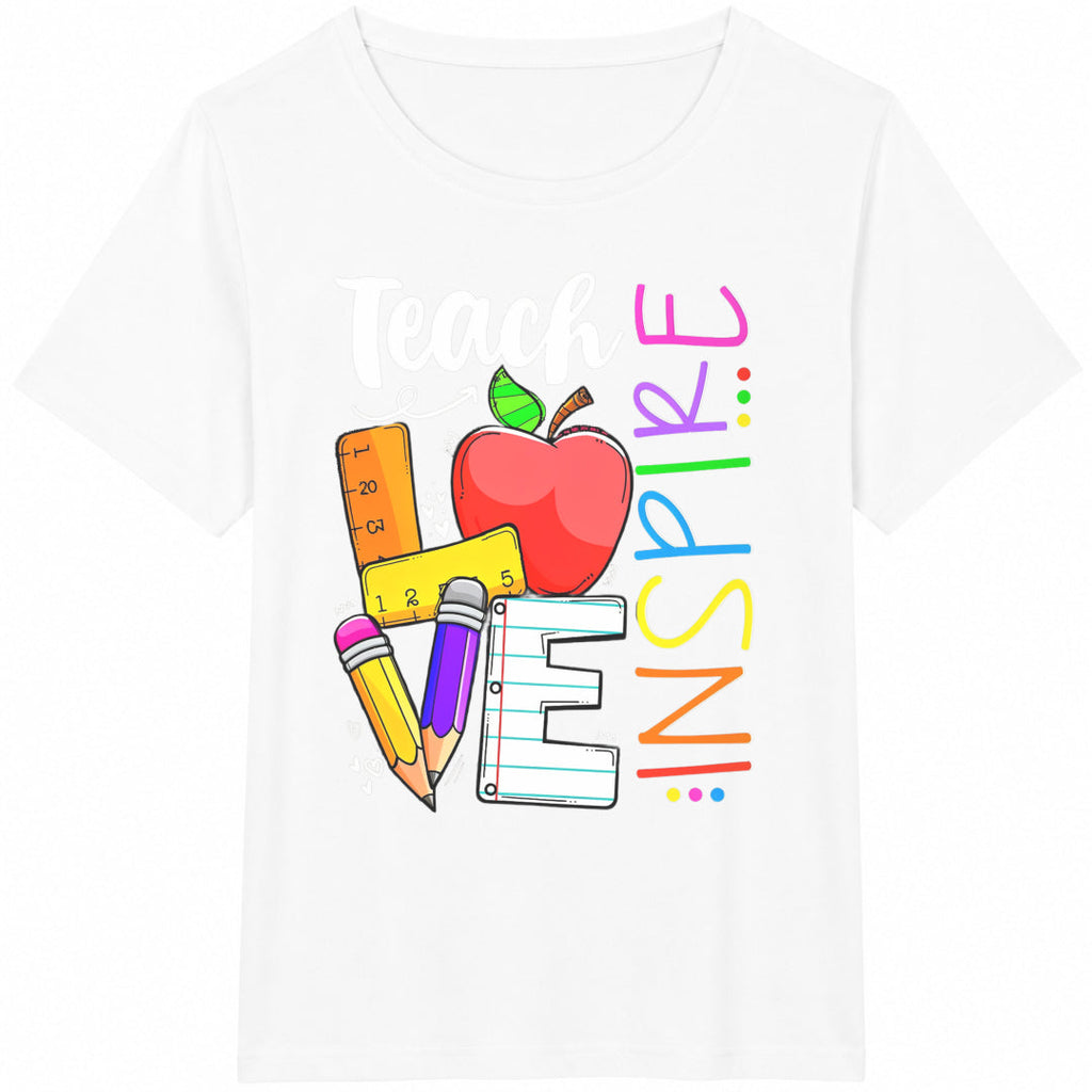 Cute Teach Love And Inspire Teacher Cotton T-Shirt product image 2