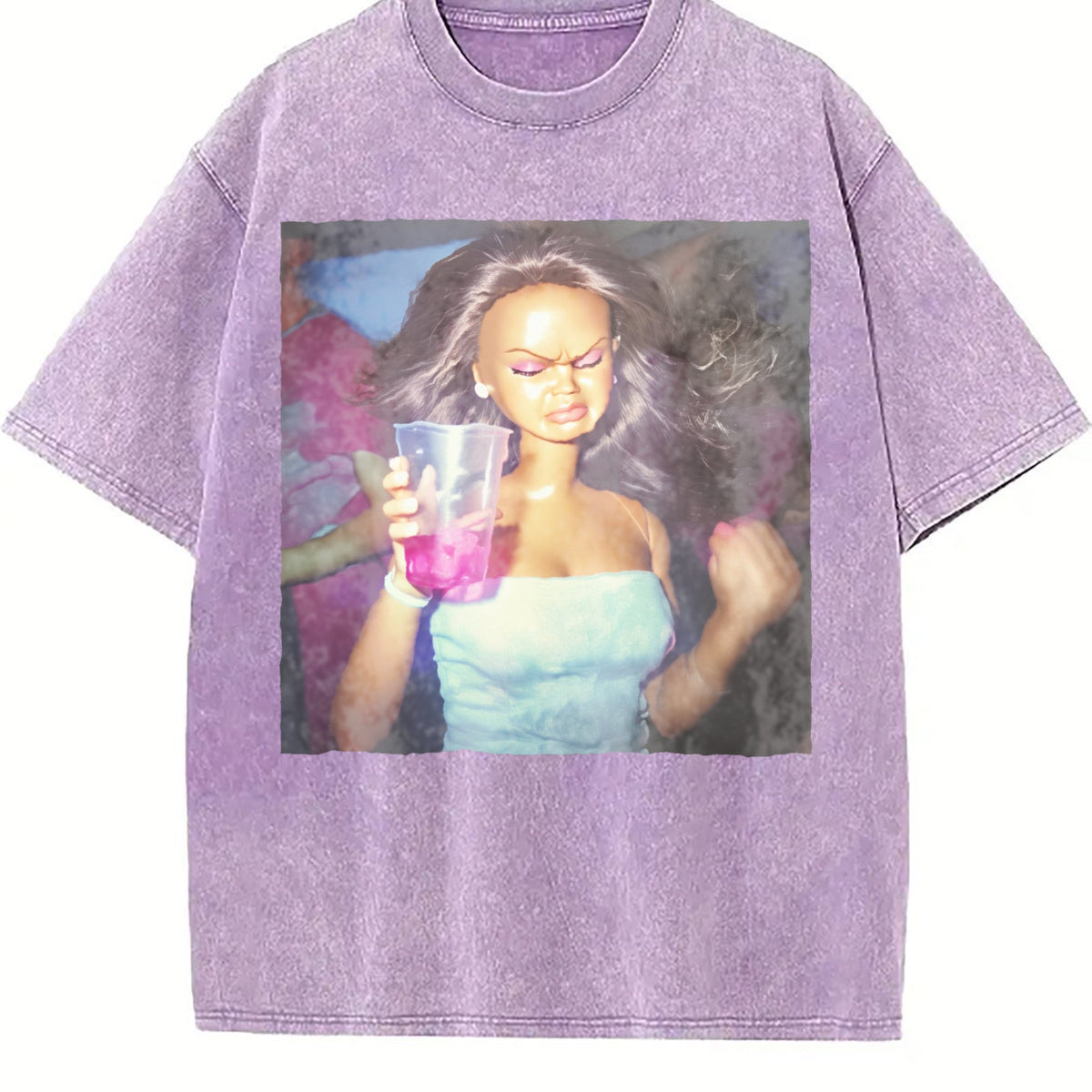 Doll with Pink Party Drink Vintage Washed T-Shirt product image 6