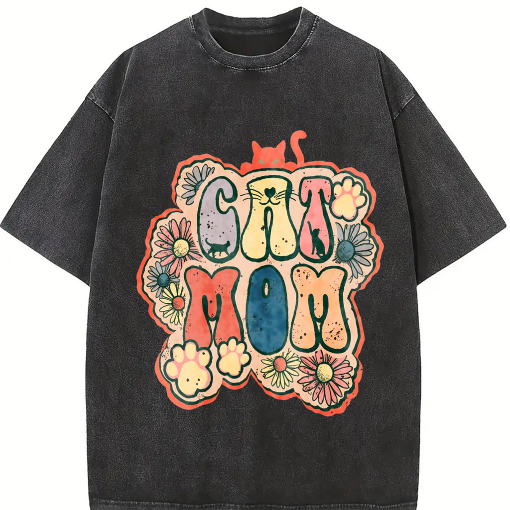 Cat Mom Vintage Washed T-Shirt product image 2