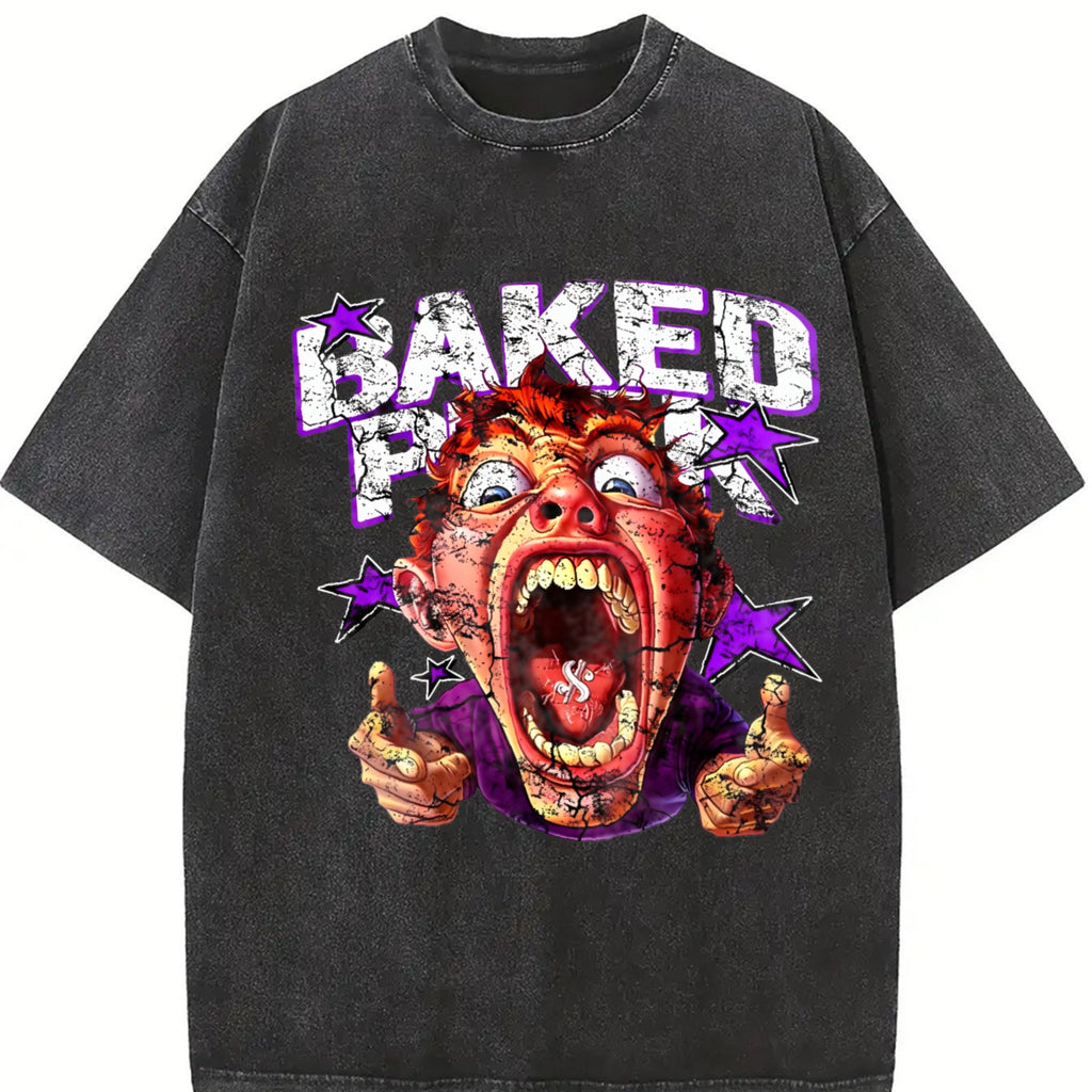 Funny Cartoon Face Vintage Washed T-Shirt product image 2