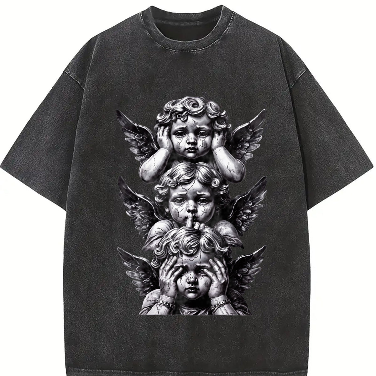 Gothic Three Wise Monkeys Angel Statue Vintage Washed product image 2