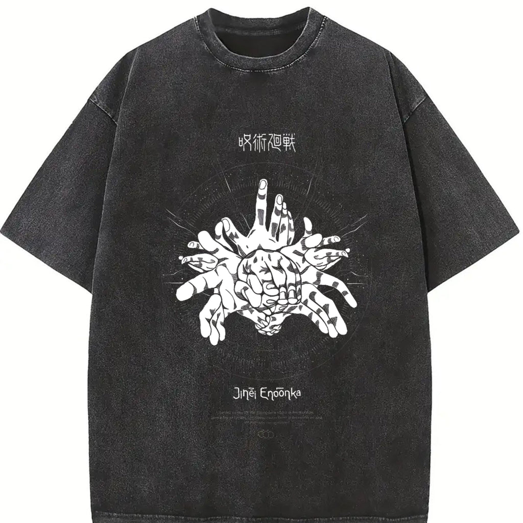Black Jujutsu Kaisen Jinji Endonka Vintage Washed T-Shirt product image 2