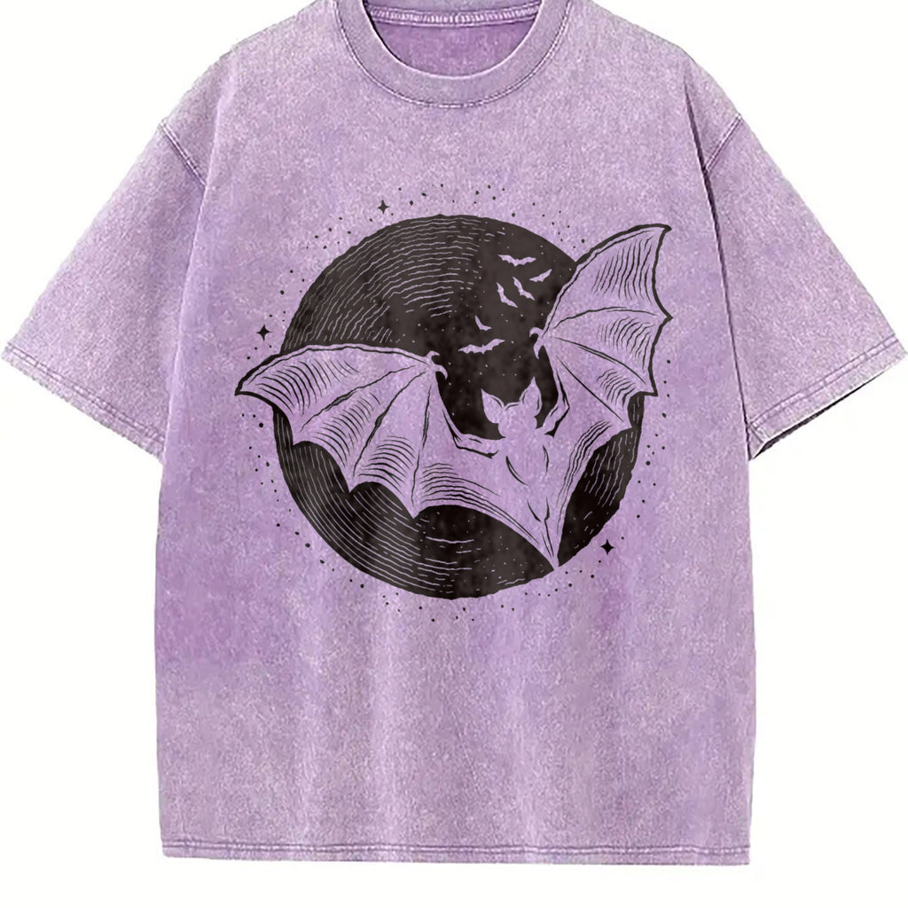 Bats Moon 90s Vintage Washed T-Shirt product image 6