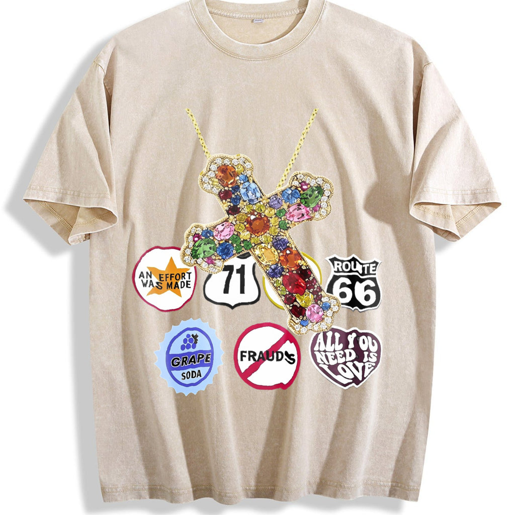 Jewel Cross & Cropped Vintage Washed T-Shirt product image 1