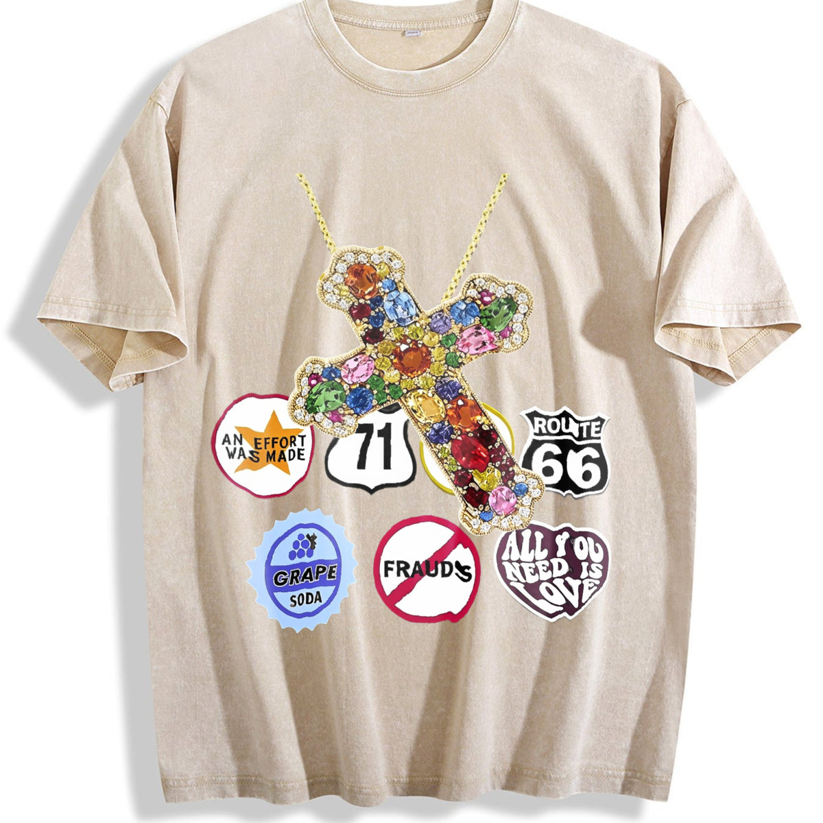 Jewel Cross & Cropped Vintage Washed T-Shirt product image 1