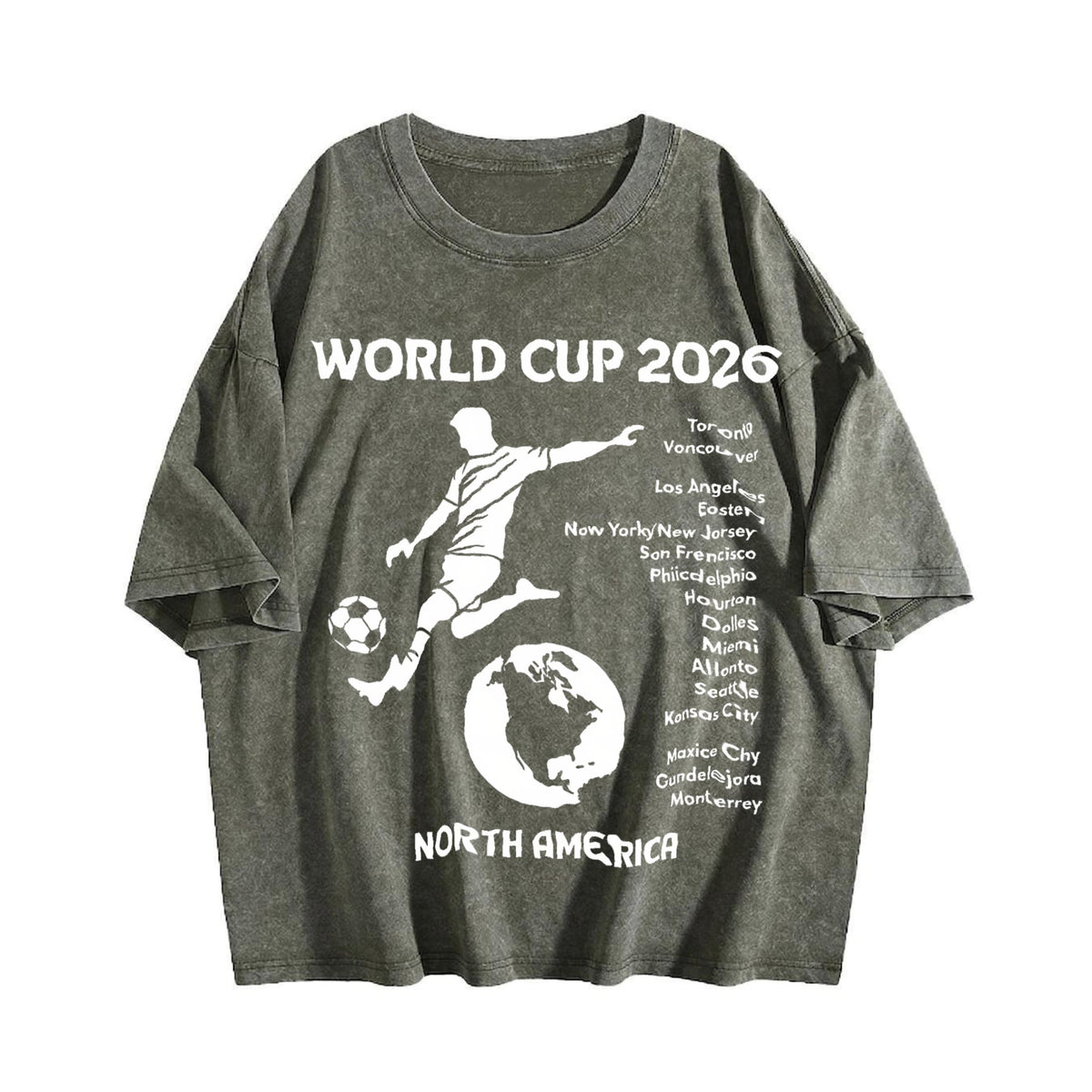World Cup 2026 North America Host Cities Silhouette Vintage Washed T-Shirt