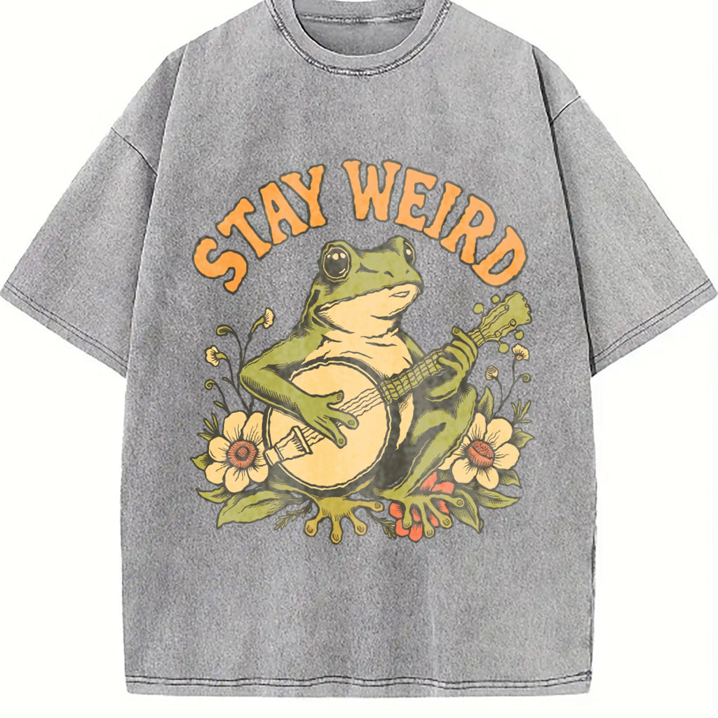 Stay Weird Frog Vintage Washed T-Shirt product image 5