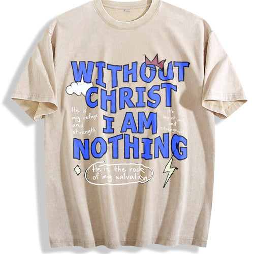 100 Boxy Christian Faith Letter White Vintage Washed T-Shirt product image 1