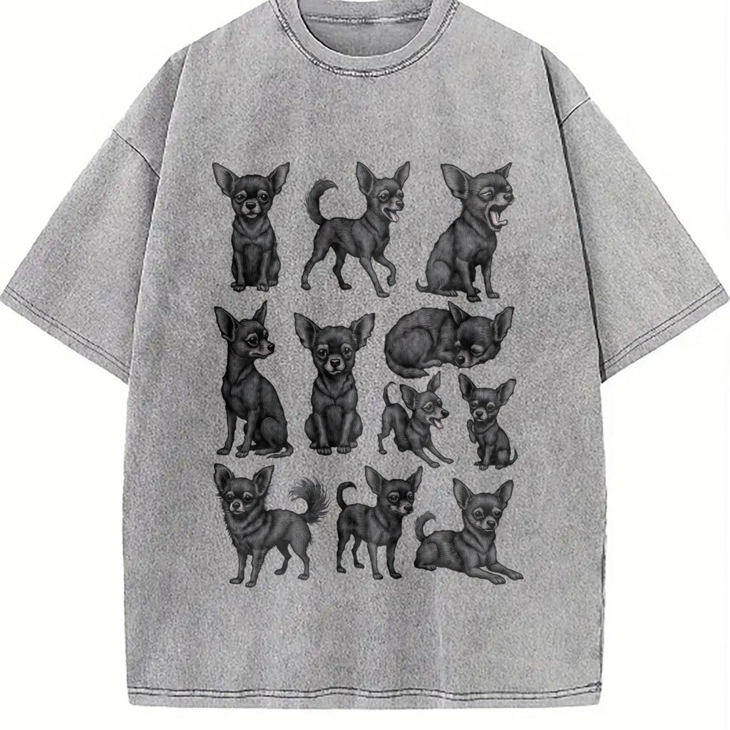 Black Chihuahua Chart Vintage Washed T-Shirt product image 5