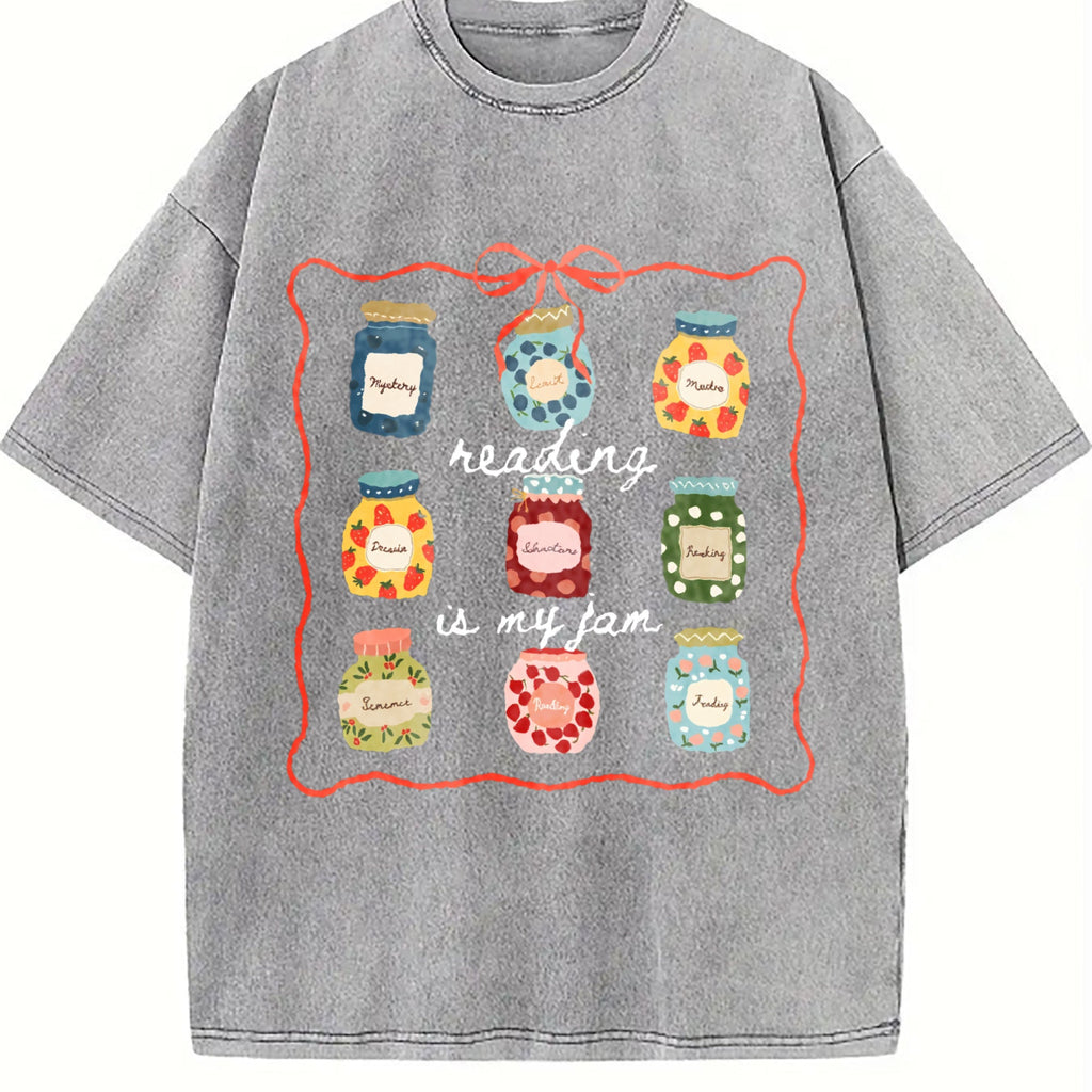 Reading Is My Jam Book Jars Vintage Washed T-Shirt product image 5