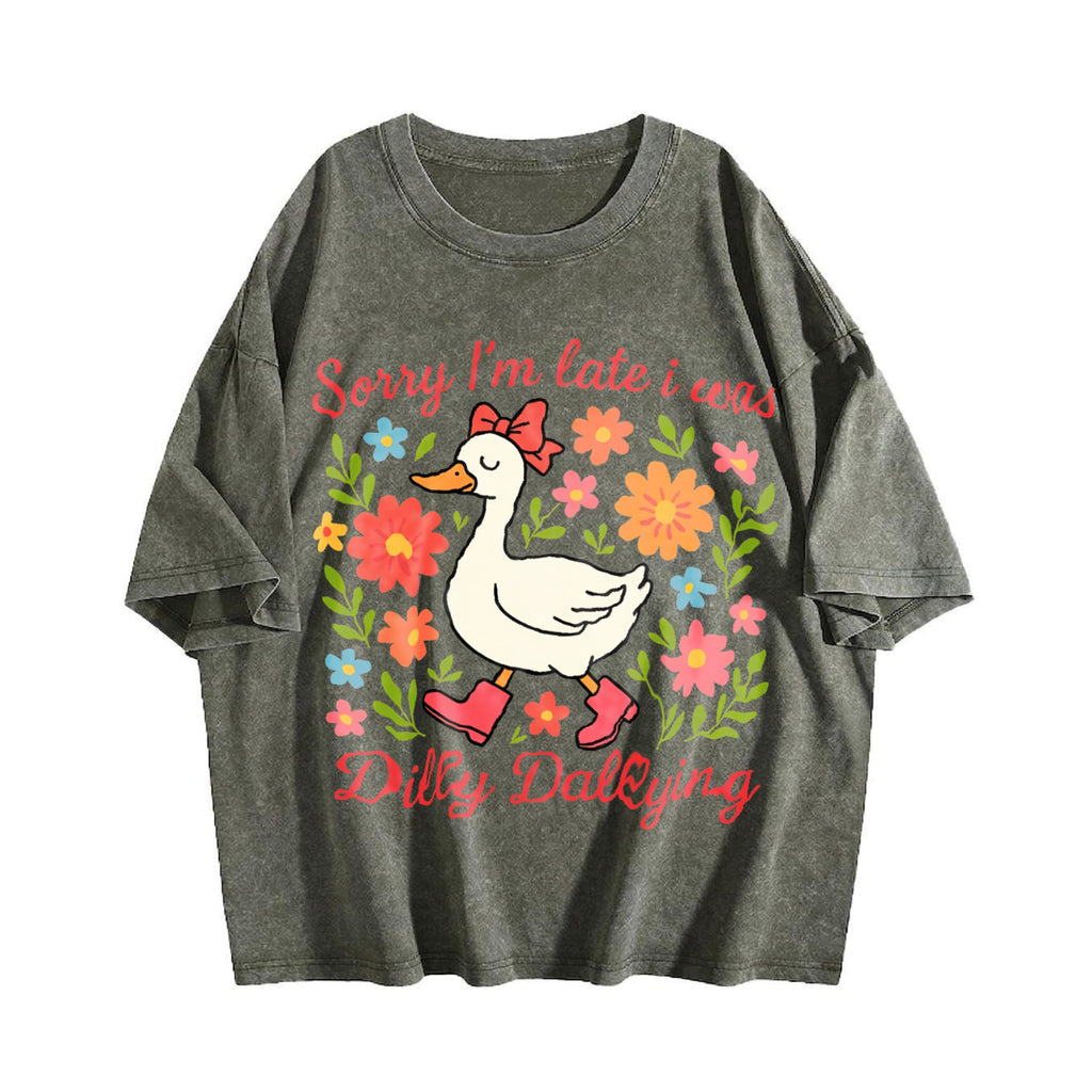 Late Duck Is Busy Vintage Washed T-Shirt product image 4