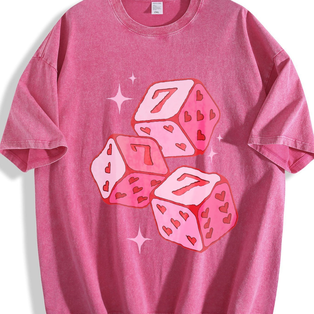 Pink Lucky 7 Dice Vintage Washed T-Shirt product image 7