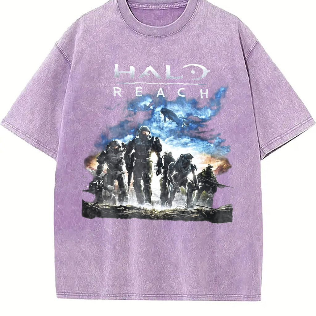 Y2K Black Halo Reach Gaming Promo Vintage Washed T-Shirt product image 6