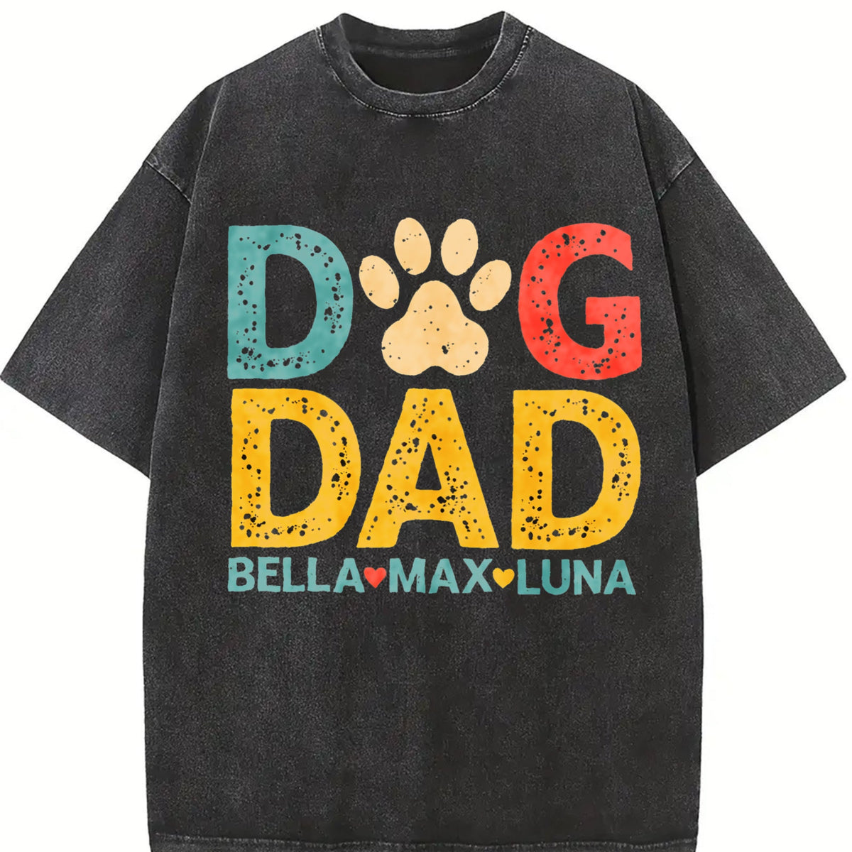 Dog Dad With Names Vintage Washed T-Shirt product image 2