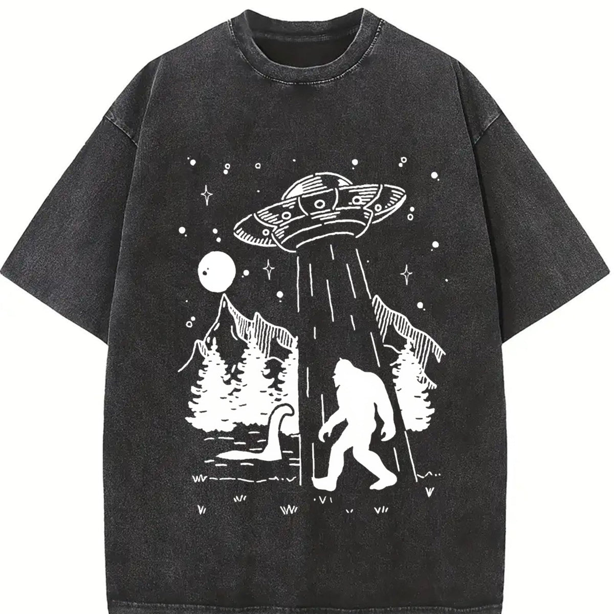 Bigfoot Alien Loch Ness Vintage Washed T-Shirt product image 2