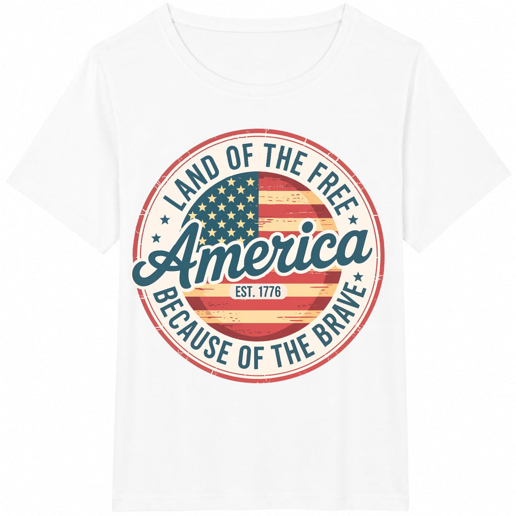 America Land Of The Free Because Of Brave Cotton T-Shirt product image 2