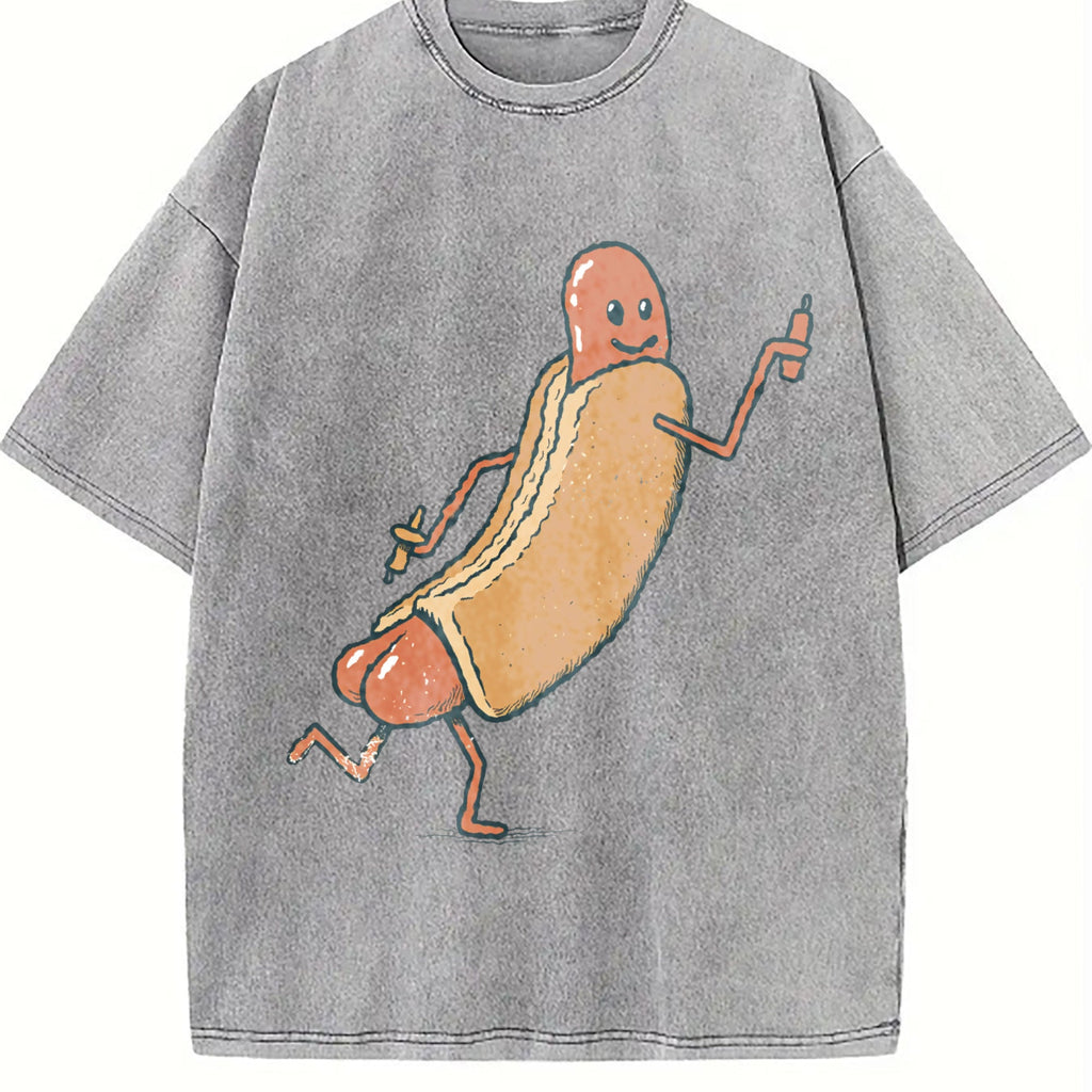 Funny Hotdog : Cute Vintage Washed T-Shirt product image 5