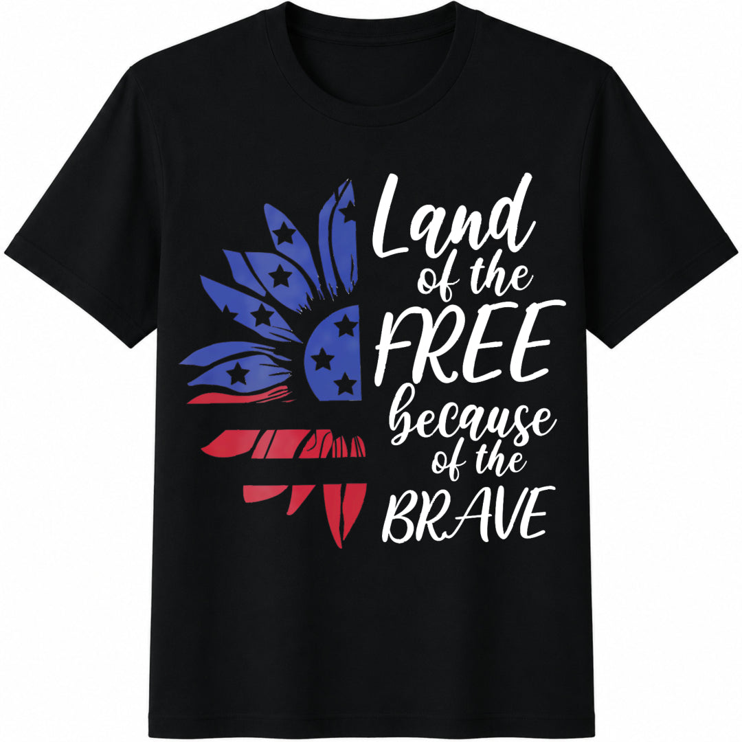 Land Of The Free Because Of Brave Sunflower Cotton T-Shirt product image 1